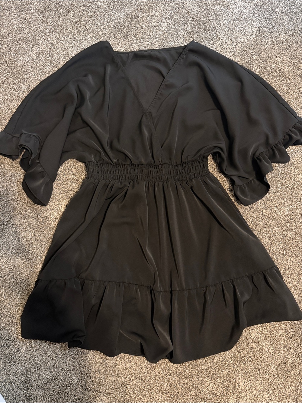 Amazon Black V-Neck Smocked-Waist Mini Dress